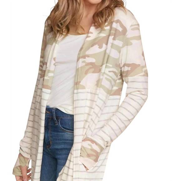 NEW HAPTICS open cardigan in camo stripe - Picture 5 of 5